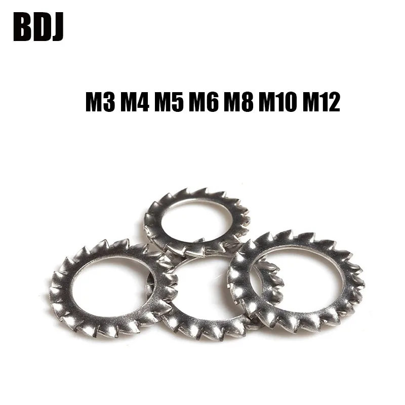 DIN6798A M3 M4 M5 M6 M8 M10 M12 304 Нержавеющая сталь шайбы Внешний зубчатый прокладка шайба