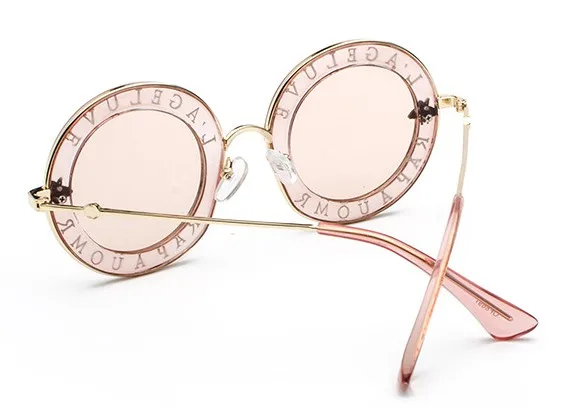 Круглые Солнцезащитные очки в стиле ретро с английскими буквами Пчелка Для мужчин Для женщин UV400 брендовые дизайнерские модные 45319