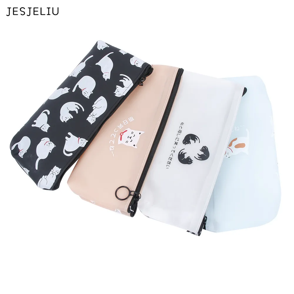 

1 Pc Silicone School Pencil Case Kawaii Cartoon Cat Penalty Boys Girls Pencilcase Large Pen Bag Zipper Pouch Stationery Supplies