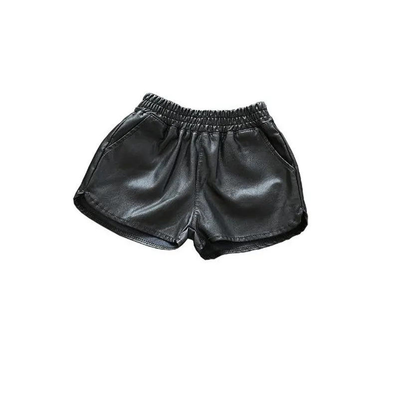 DFXD Toddler Girls Shorts 2017 Autumn Fashion Korean Children Clothing Lottle Black Faux Leather Pants For 2-8Years | Детская одежда и