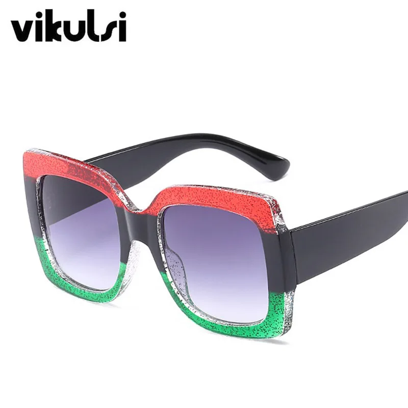 Новое поступление, итальянские солнцезащитные очки, роскошные брендовые дизайнерские женские квадратные солнцезащитные очки, зеленые, красные, желтые солнцезащитные очки, женские очки - Цвет линз: C5 red black green