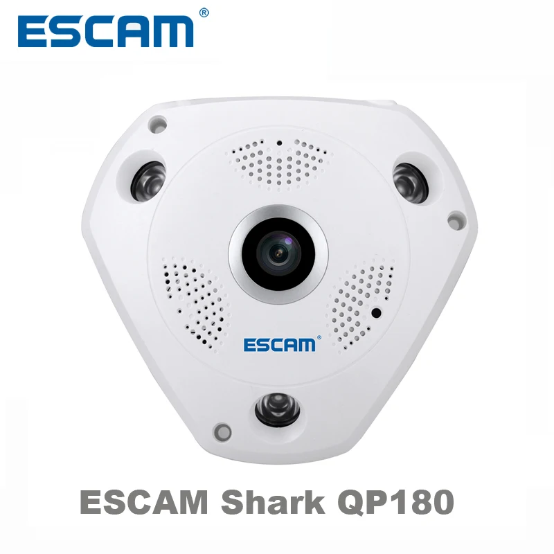 

ESCAM Shark QP180 HD 960P 1.3MP 360 degree panoramic fisheye infrared camera VR camera support VR box and micro SD card