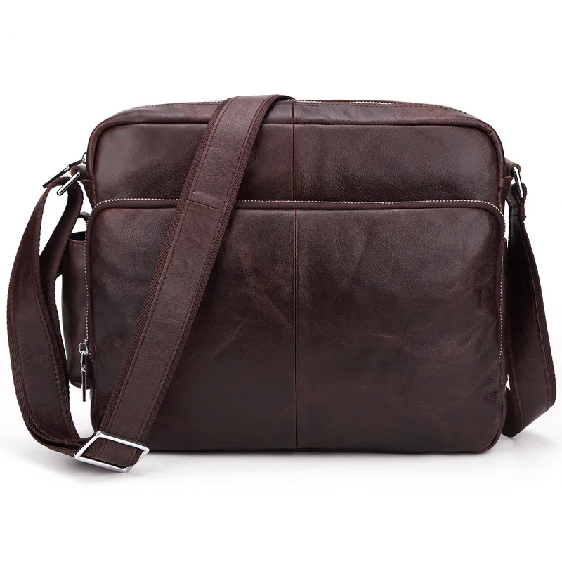 

Genuine Leather business men Shoulder Crossbody Bags Fashion Casual men's bags large capacity Pure color Mens Shoulder Bags