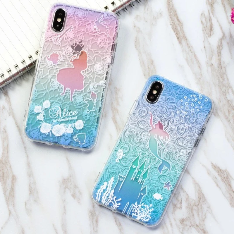 Cartoon Mermaid Alice Wonderland Princess Clear Soft TPU