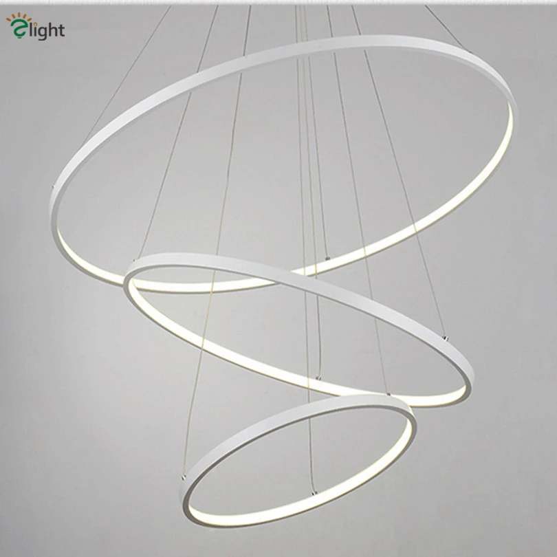 Современные DIY Алюминиевые кольца Led подвесные люстры свет блеск акриловые