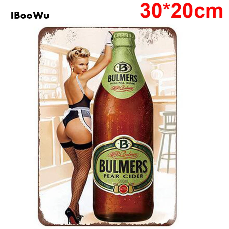 

1pc Sexy girl Ice-cold Beer Plaque Retro Metal Tin Signs Home Bar Pub Casino Decor Plates Wine Wall Stickers Whiskey Art Poster
