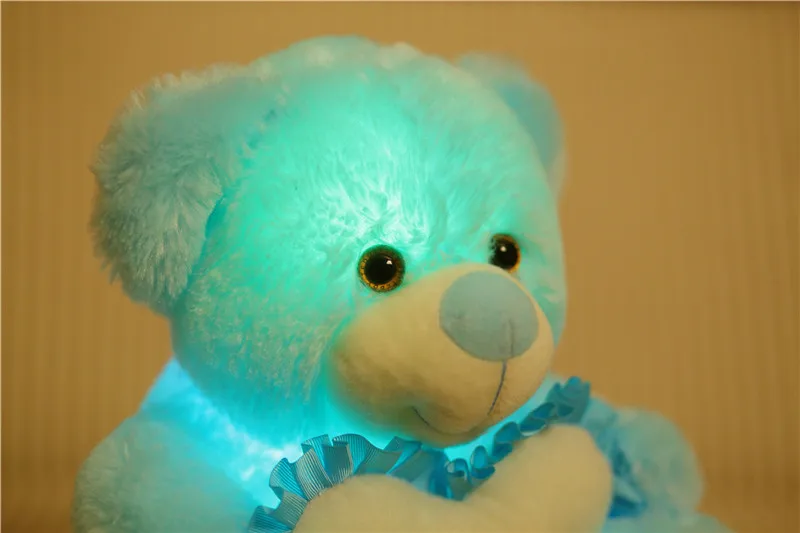 Светодиодный свет Teddy Bear Cute Bear Hug услышать плюшевые игрушки красочные светящийся животных световой плюшевые куклы, игрушки для детей подарок для детская