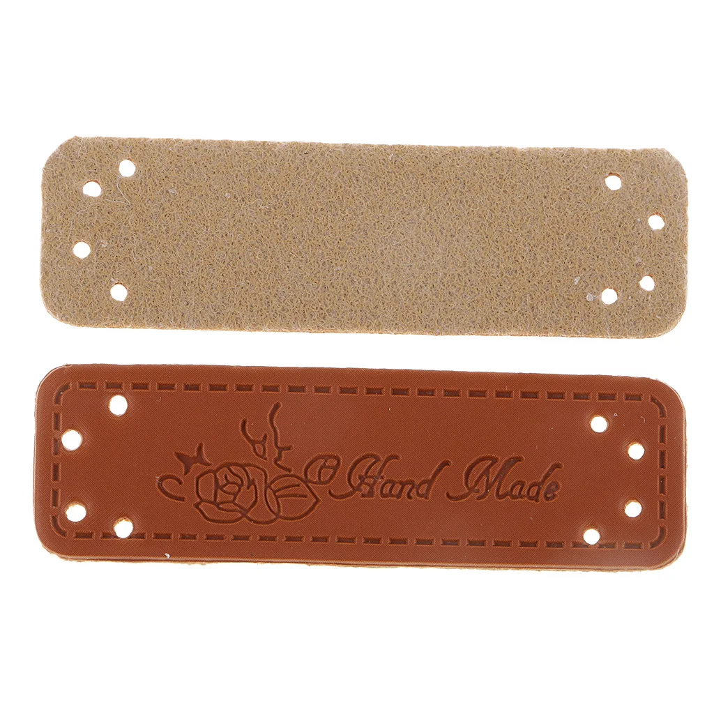 40 Pieces Vintage PU Leather Retro Brown Synthetic Handmade Label Tags DIY Sew Craft Patch