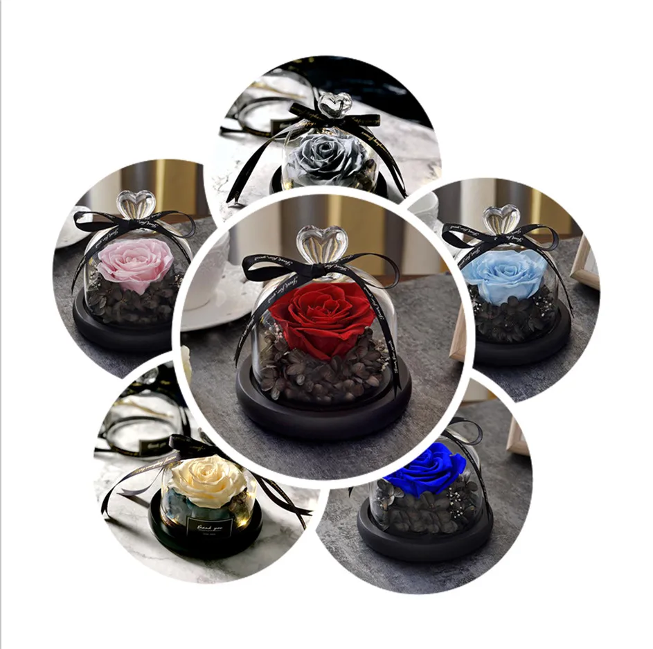 Beauty beast eternal flower gift box glass cover rose DIY Christmas gift birthday gift for girlfriend wedding souvenir