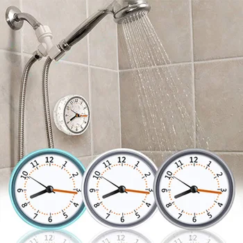 

2020 Hot Sell Bath Clock Waterproof Wall Clock Suction Cup Bathroom Kitchen Clock for Shower Washroom Korea Design
