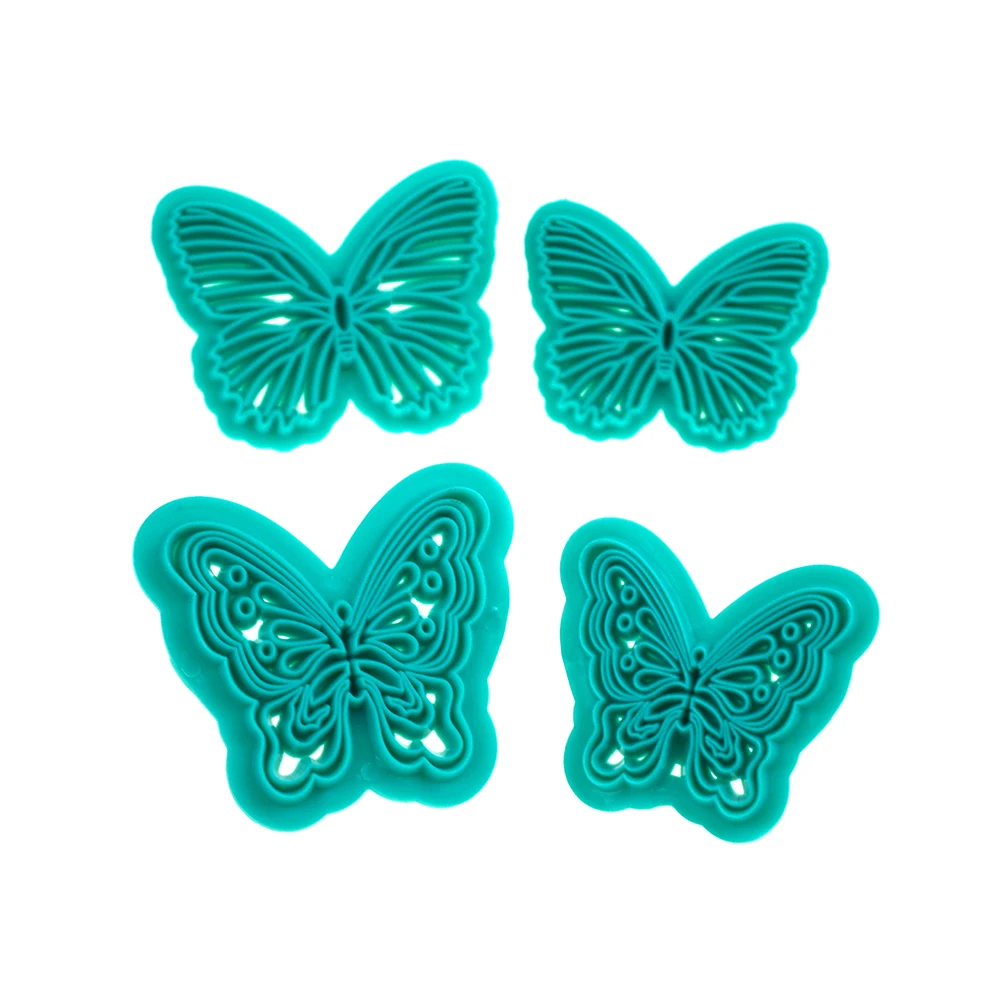 

New 2pcs/Set Butterfly Cookie Plunger Cutters Mould Cake Fondant Decorating mould Dough Ice Pastry Slicer Baking Tools