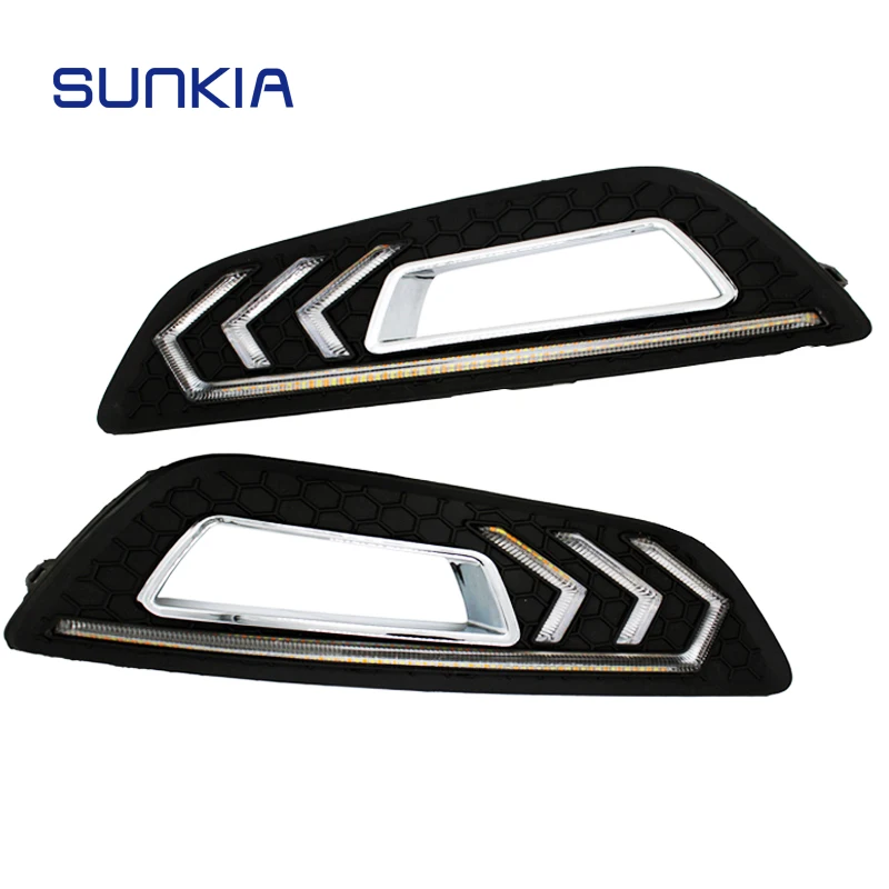 

SUNKIA 2Pcs/Set Car LED DRL Daytime Running Lights with Turn Signal and Dimmed Style 12V for Ford Focus 4th 2015 2016 2017