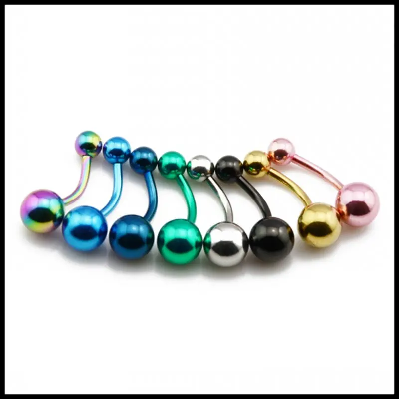1PC 316l Surgical Steel Titanium Anodized Belly Button Rings Mixed
