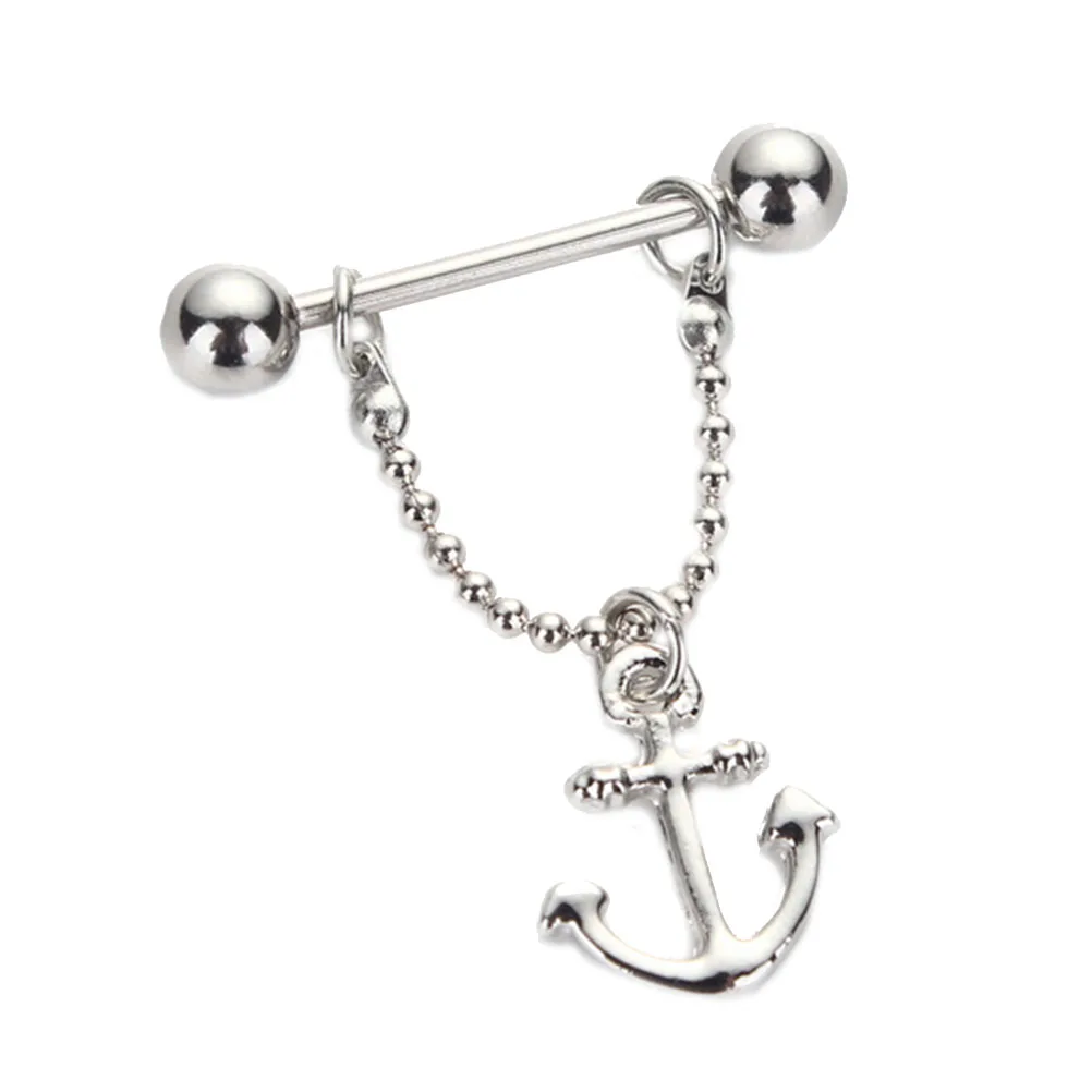 1PCS Women Men Body Piercing 316L Surgical Steel Anchor Dangle Nipple Rings Piercing Shields Bar Body Jewelry