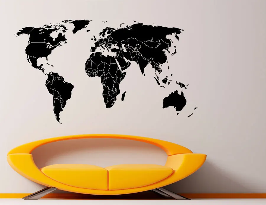

World Map Wall Vinyl Decal Sticker Creative Art Design Murals Interior Home Decor Room Sticker Decal Contemporary C408