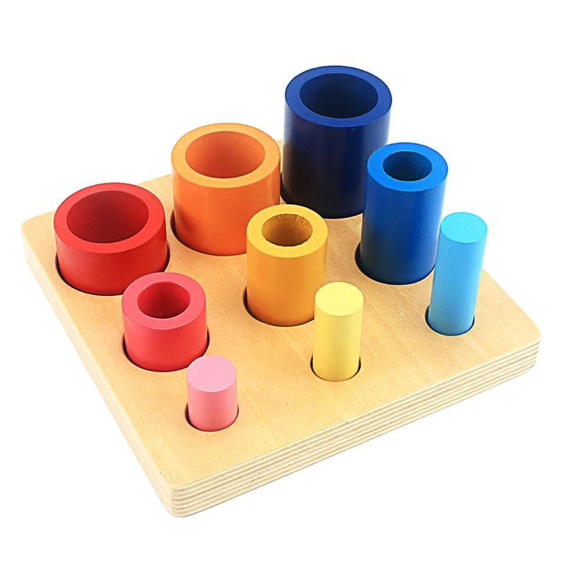 Toddler Montessori Wood Toys Different Circles and Cylinders Block Toy for Children Colors Training Preschool Brinquedos Juguets