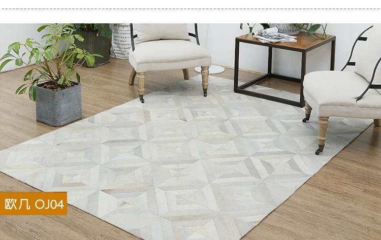 Европейский стиль роскошные ковры геометрической формы гостиная спальня чайный столик большой ковер ручной работы Ковры из коровьей кожи