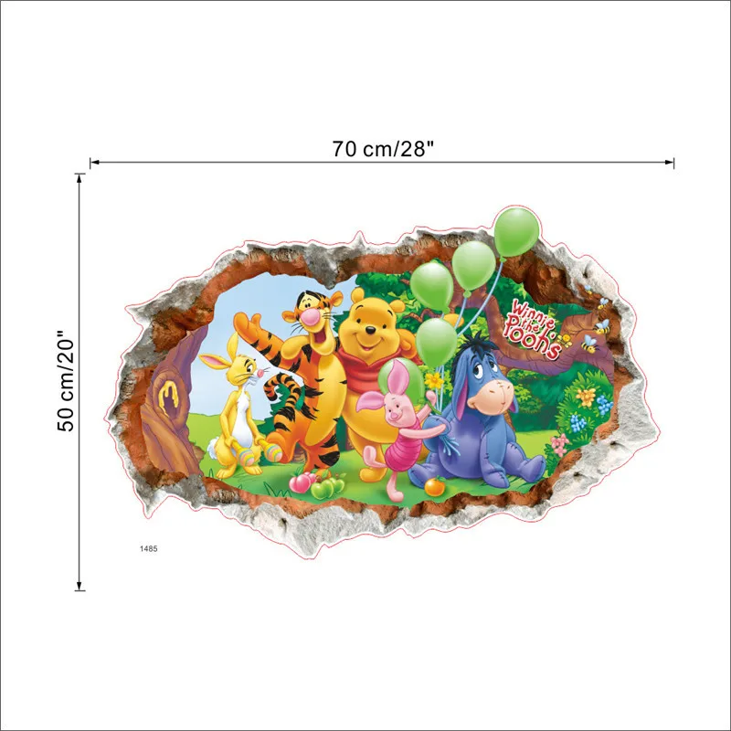 % Cartoon Animals Winnie Pooh Wall Stickers For Kids Children Room Decaor 3d Window Bear Tiger Height Measure Nursery Wall Decal