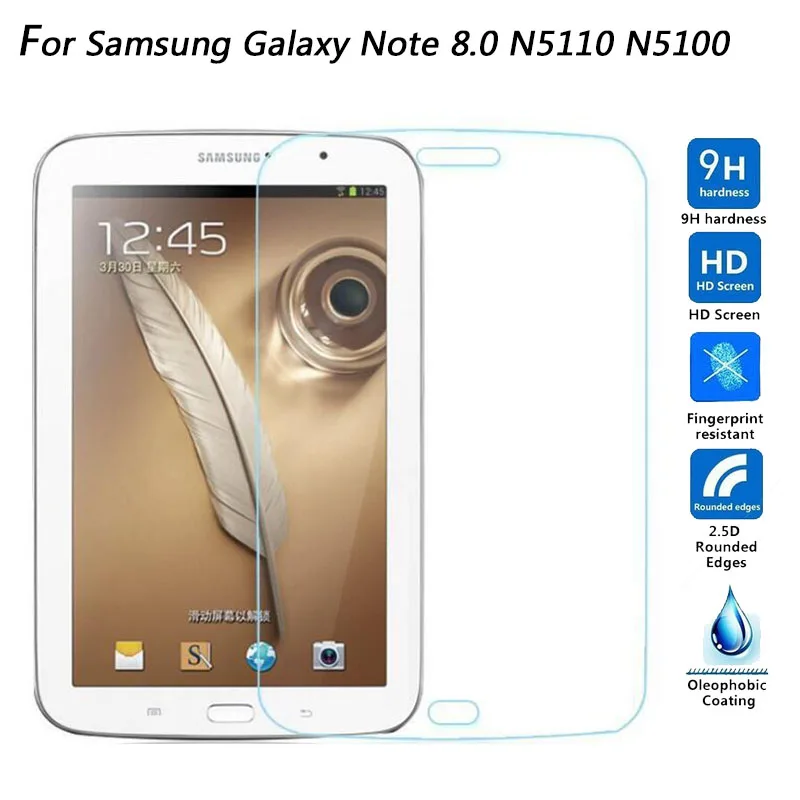 

9H Hardness 2.5D Explosion-Proof Tempered Glass Screen Protector For Samsung Galaxy Note 8.0 GT-N5110 N5100 Glass film