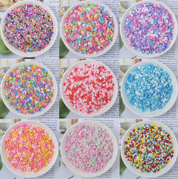 

Random color Polymer Hot Clay Sprinkles Colorful Heart Five Star Snowflakes Bow for Crafts Making, DIY