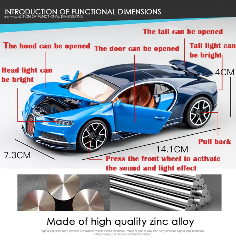 KIDAMI 1:32 Масштаб Bugatti литье под давлением модель автомобиля игрушечные машинки оттягивающийся автомобиль со звуком светильник Коллекция подарков для детей Взрослые машинки