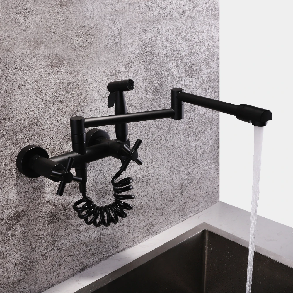 SKOWLL настенный потоковый кухонный кран опрыскиватель с двойной ручкой с распылителем гибкий 360 градусов вращающийся складной носик