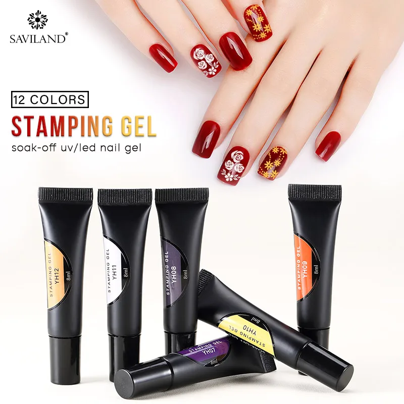  SAVILAND Nail Stamping Gel Polish Nail Art Permanent UV Varnish Hybrid Led Gel Lacquer DIY Stamping