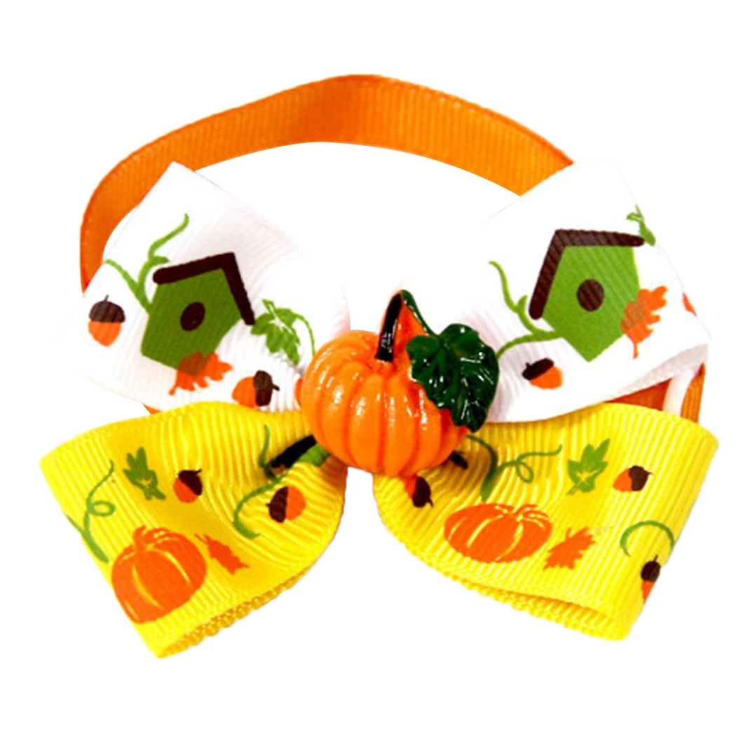 

Colorful Printing Pattern Pet Bowtie Fashion Adjustable Cat Dog Bow Tie Pet Collar Tie For Halloween Cosplay Pumpkin Ghost Witch