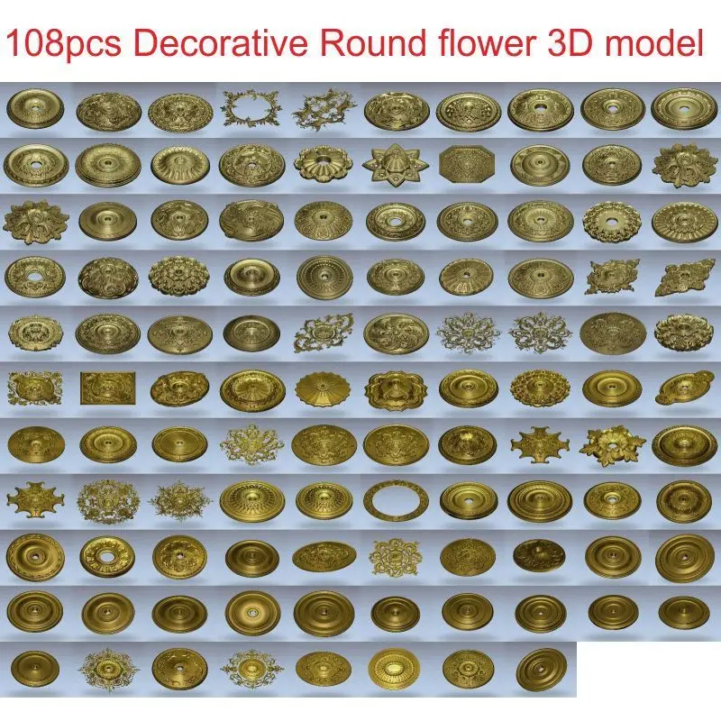 108 шт./компл. декоративная круглая Цветочная 3d модель STL рельеф для ЧПУ формат stl