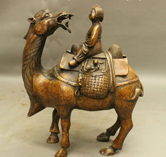 

Chinese Bronze Culture The Silk Road Woman Itinerant Trader Riding Camel Statue
