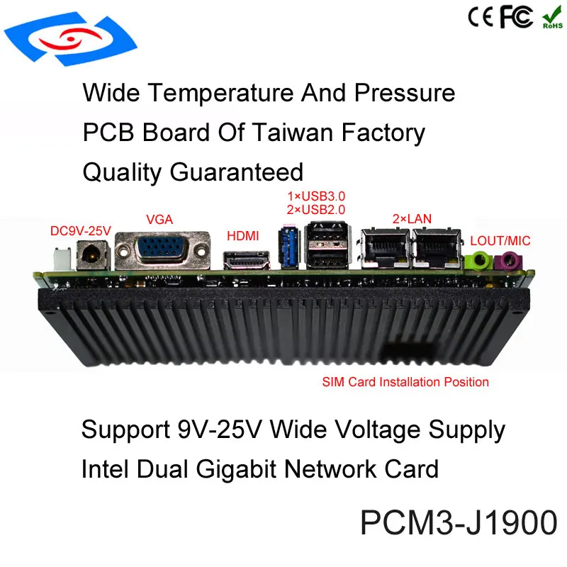 

X86 Industrial Motherboard Fanless Mainboard 4GB ram With GPIO Intel celeron J1900 Quad Core