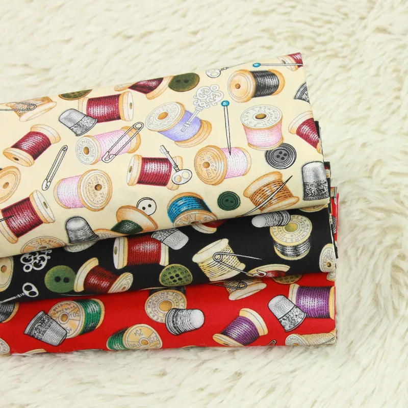 

half yard thin cotton fabric with Japanese needle thread print handmade DIY mouth gold package bag garment cloth 100% cotton