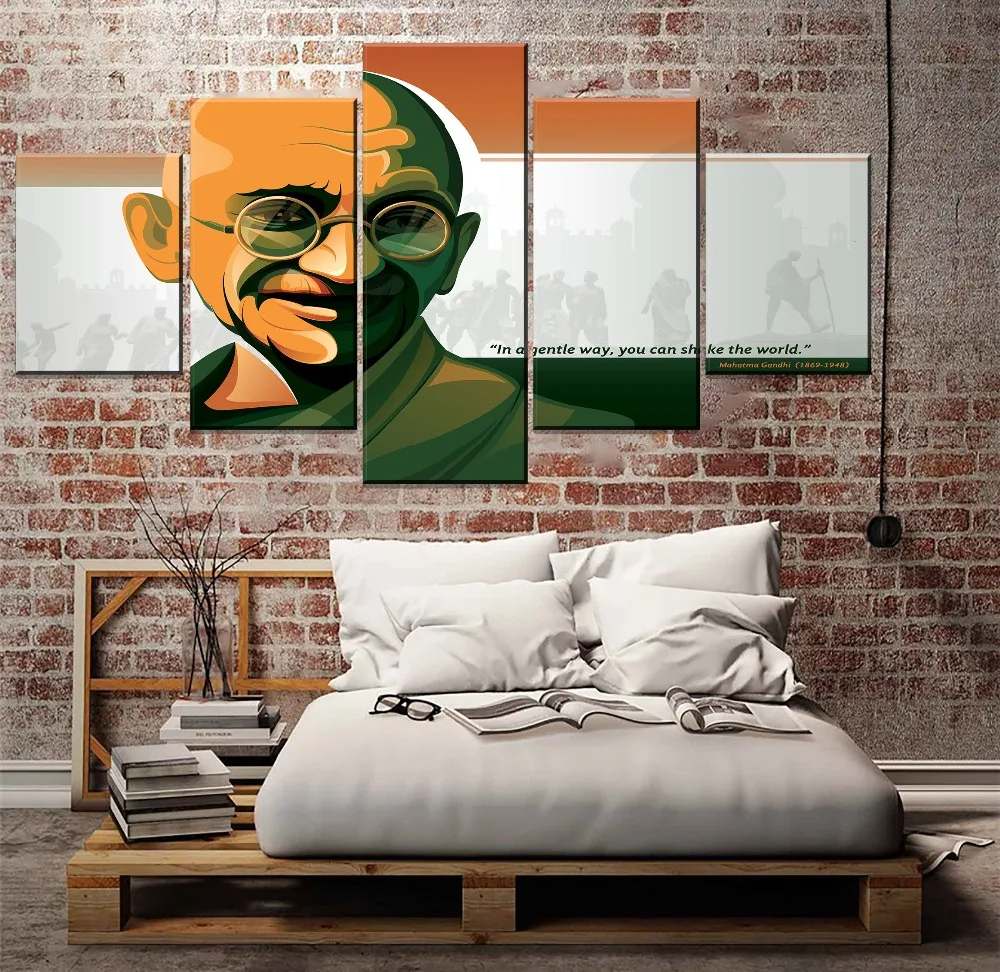 Модульная Картина на холсте Печать Тип Wall Art 5 Панель Ганди Популярные картина с