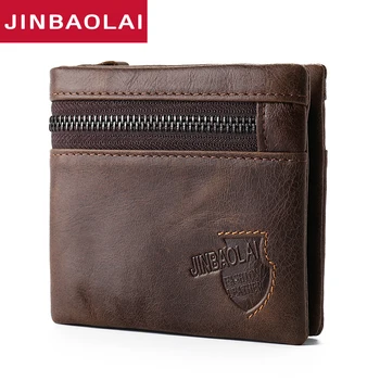 

Brand Genuine Leather Wallet Men Zipper Design Bifold Short Male Clutch With Card Holder Mini Coin Purse Crazy Horse PORTFOLIO