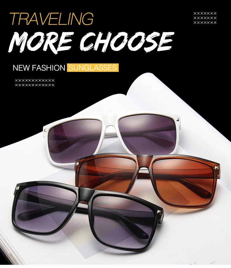 Oversized Womens Sunglasses Fashion Sun Glasses Big Frame Windproof Shades Men Flat Top Driving Goggles UV400