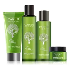 4 шт./компл. женское Осветление кожи лица против морщин и старения увлажняющий продукт оливковое очищающее средство+ Лосьон+ эссенция+ крем косметический набор