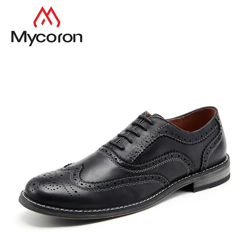 

Mycoron 2018 New British Fashion Brand Style Leather Mens Dress Shoes High Quality Shoes For Men Lace-Up Business Men Shoes