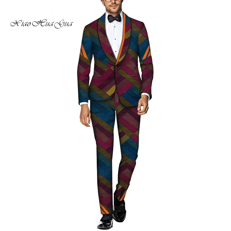 2019 Модный Новый Африканский костюм для отдыха из натурального хлопка с принтом батика мужской костюм мужской повседневный Блейзер