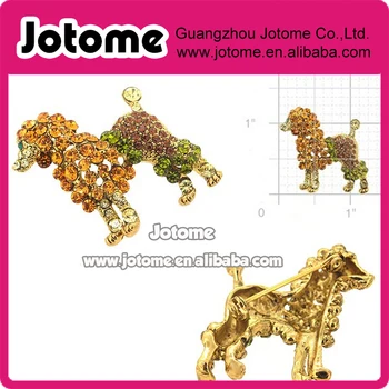 

100pcs a lot Crystal Animal Poodle Dog Pin Brooch