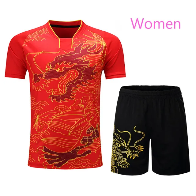 women red suit Футболка для настольного тенниса для мужчин/женщин, футболки для бадминтона, Спортивная футболка для пинг-понга, футболка для настольного тенниса - Цвет: women red suit