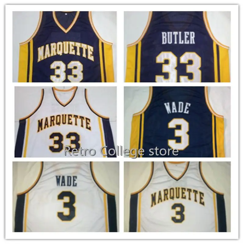 

33 Jimmy Butler 3 DWYANE WADE Marquette University high quality Basketball Jersey Embroidery Stitched Customize any name number