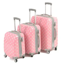 YISHIDUN Cute Polka Dot men bags women travel suitcase universal wheels trolley rolling luggage bag 18 22 26 inch free shipping