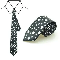 Белая звезда черный галстук полиэстер тканый Классический мужской галстук для вечеринок обтягивающие галстуки Классический деловой