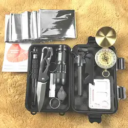 10 в 1 аварийное снаряжение для выживания Professional First Aid Kit Открытый Кемпинг походные инструменты для выживания свисток фонарик тактическая