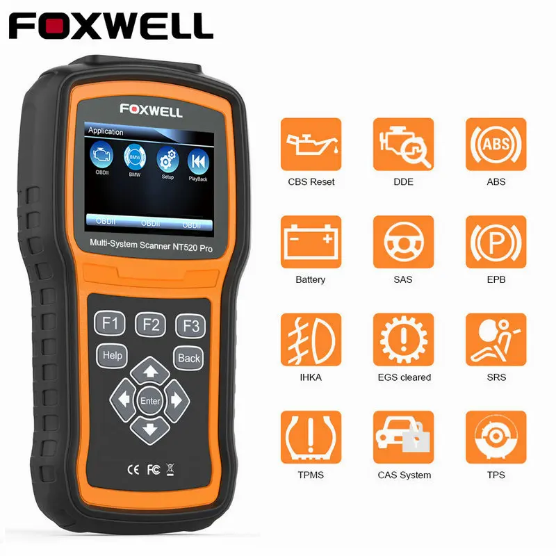FOXWELL NT520 Pro OBD OBD2 диагностический инструмент ABS подушка безопасности аварийная