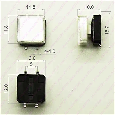 10 комплектов 12X12 мм всего H = 10 мм(3 в 1) переключатель+ 2 части крышки Мгновенный 4PIN SMT/DIP тактный переключатель кнопочный переключатель микроклавишная кнопка