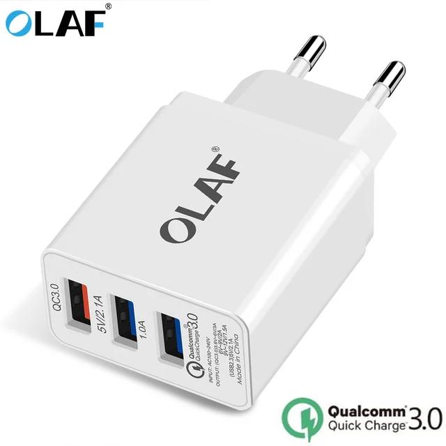 Best Price OLAF USB Charger Quick Charge 3.0 3 Ports USB Mobile Phone Charger Smart Wall Charger for iPhone 7/8/X LG Samsung S8 Xiaomi etc