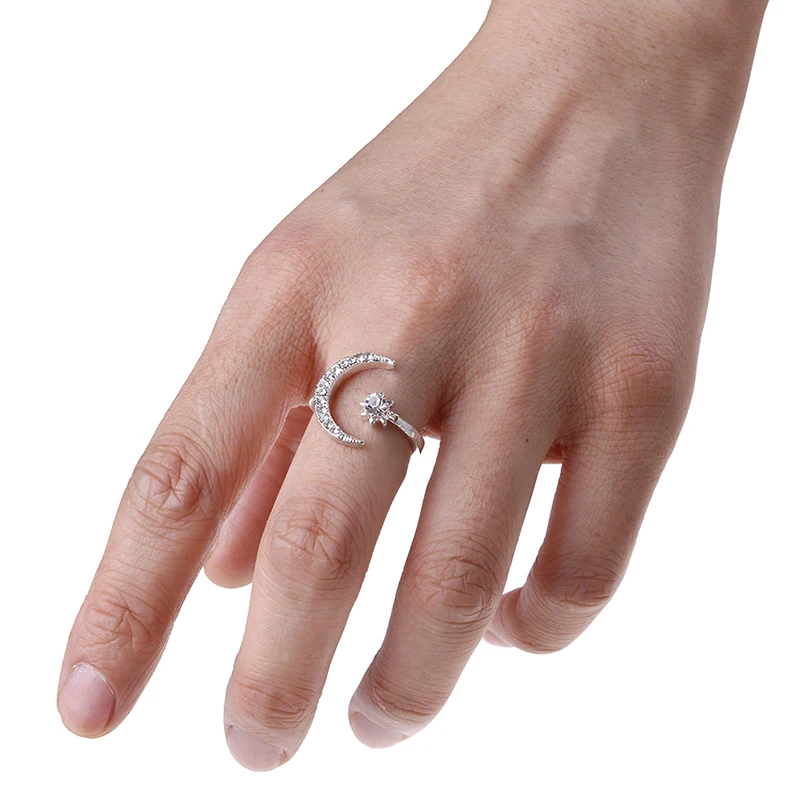 New Design Star Moon Ring Fashion Geometric Gold Silver Rose Gold Charm Lady Girl Ring Jewelry Gifts Open Finger Ring