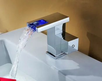 

new hydroelectric basin faucet hot and cold tri-color LED light thermostat Lavatory Faucets patented product