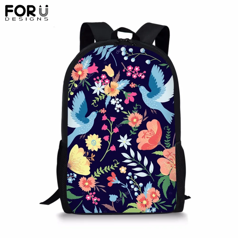 

FORUDESIGNS Customize Unique Backpack for Teenager Girl Boy Colorful Flower Print School Bag Children's BookBag Student Plecak